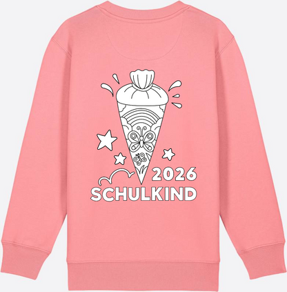 Schulkind 2026 Sweatshirt: Regenbogen Schultüte zum Ausmalen - Pink Joy