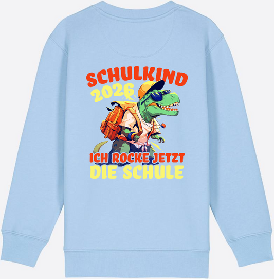 Schulkind 2026 T-Rex Sweatshirt – Ich rocke die Schule - Blue Soul