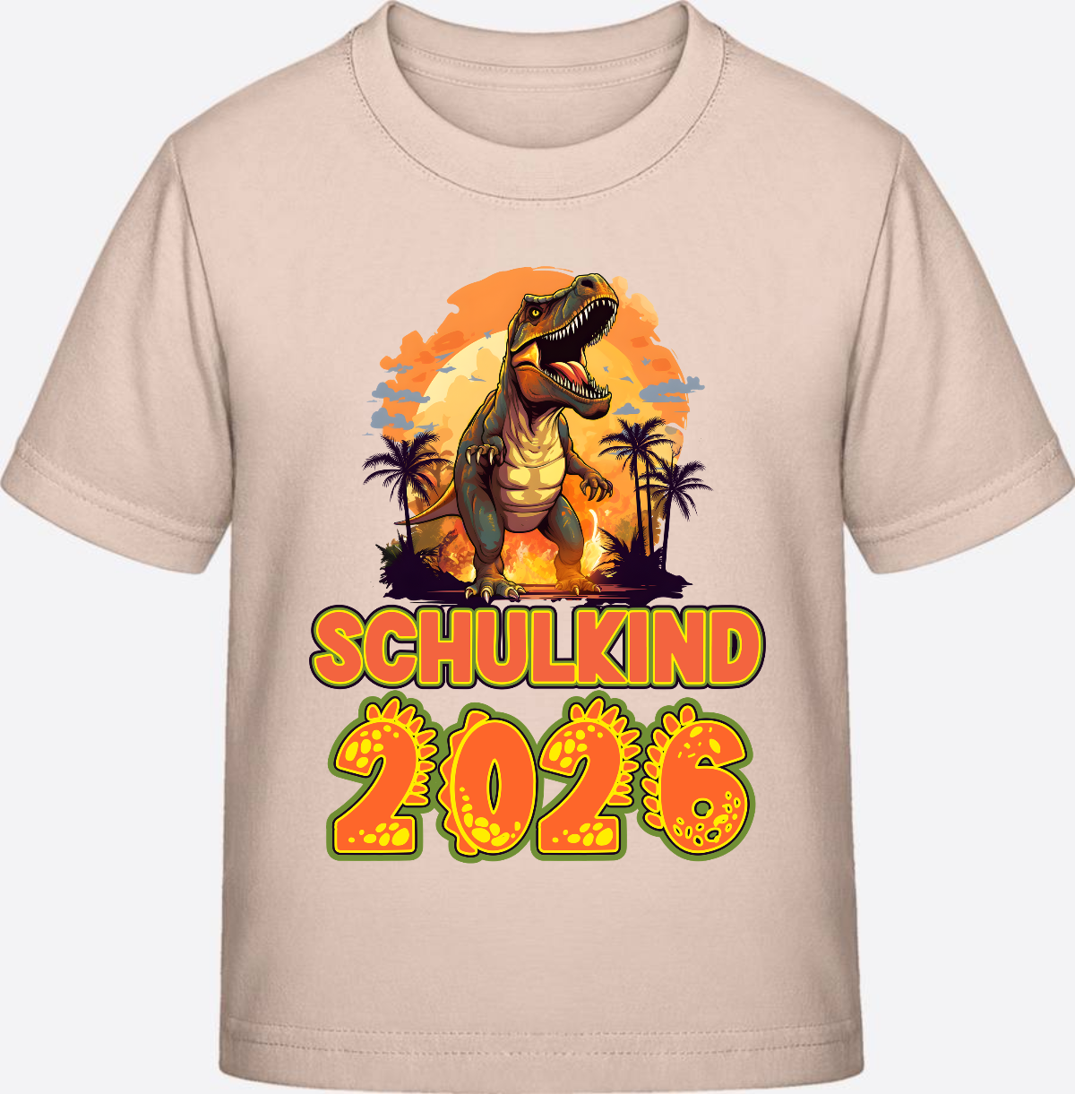 Schulkind 2026 T-Shirt Dino – Personalisiert mit Namen - Eco-Heather