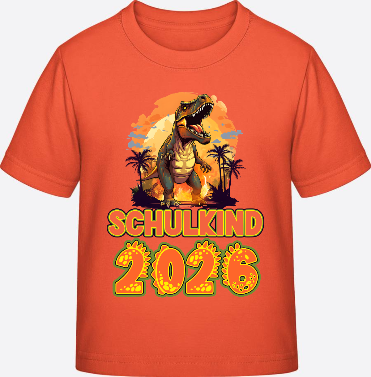 Schulkind 2026 T-Shirt Dino – Personalisiert mit Namen - Fiesta