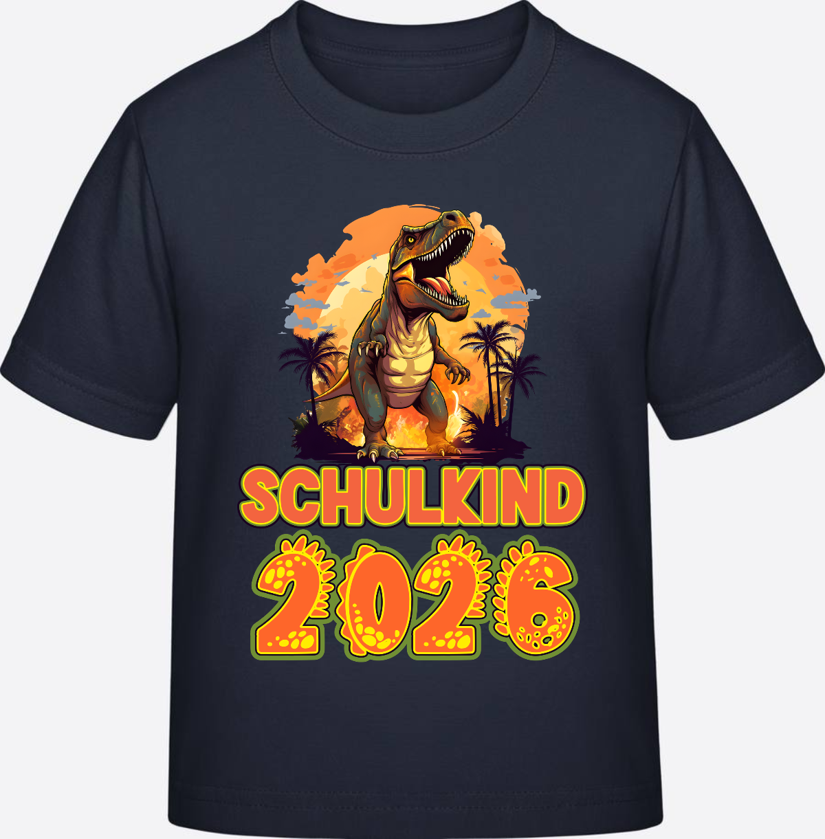 Schulkind 2026 T-Shirt Dino – Personalisiert mit Namen - French Navy