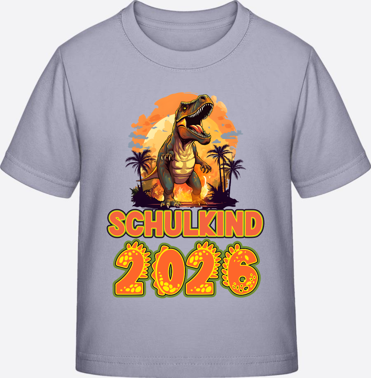 Schulkind 2026 T-Shirt Dino – Personalisiert mit Namen - Lavender