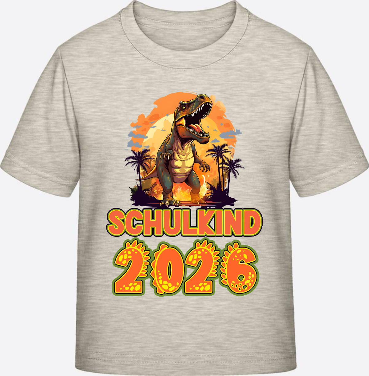 Schulkind 2026 T-Shirt Dino – Personalisiert mit Namen - Natural Raw