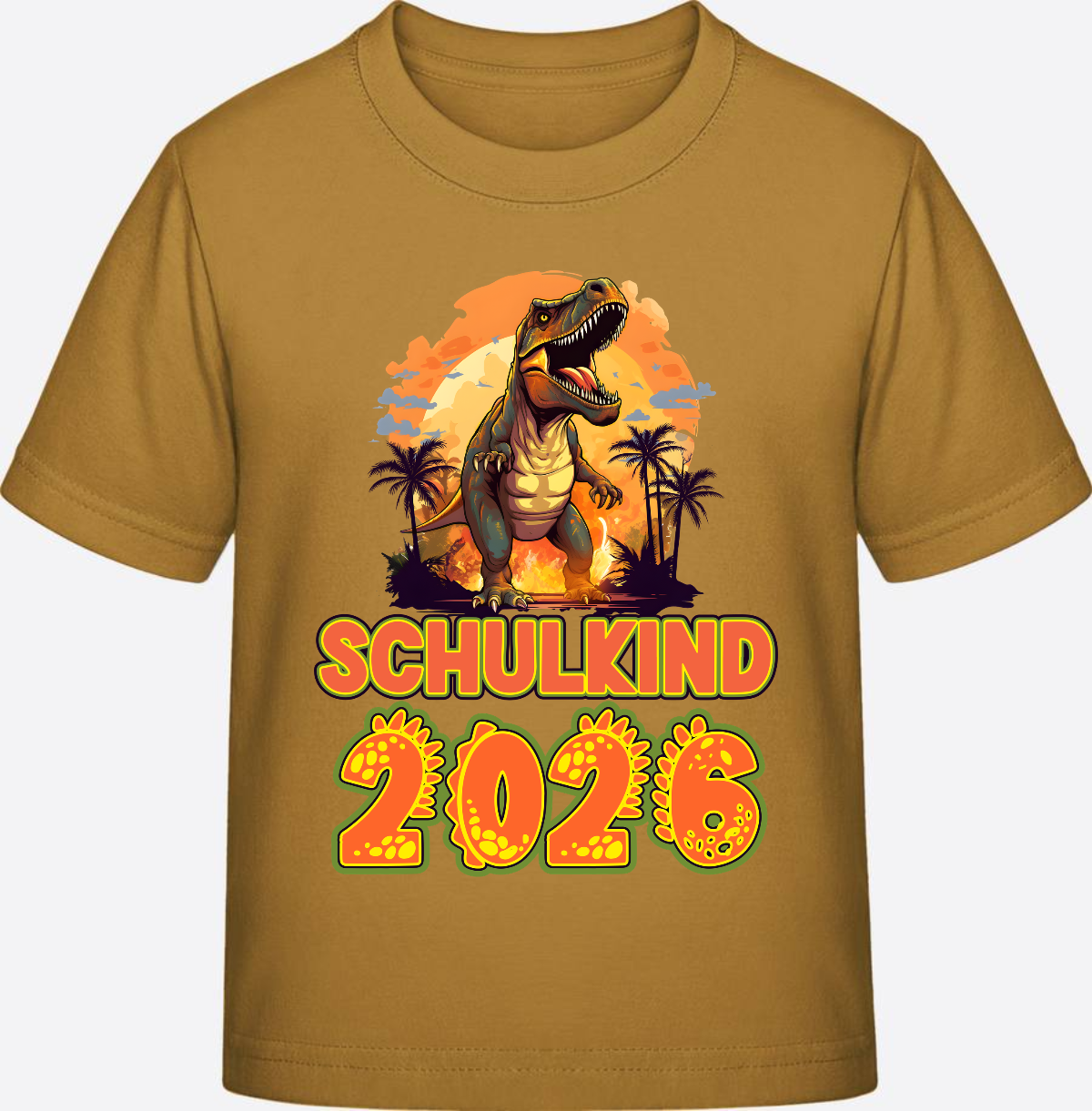 Schulkind 2026 T-Shirt Dino – Personalisiert mit Namen - Ochre