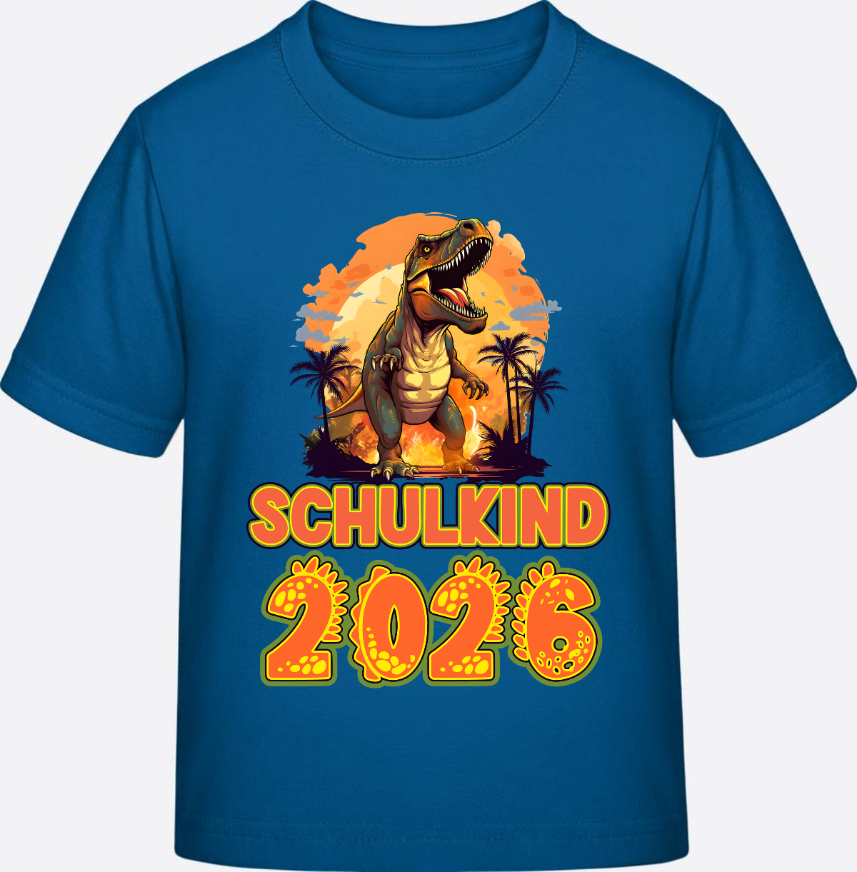 Schulkind 2026 T-Shirt Dino – Personalisiert mit Namen - Royal Blue