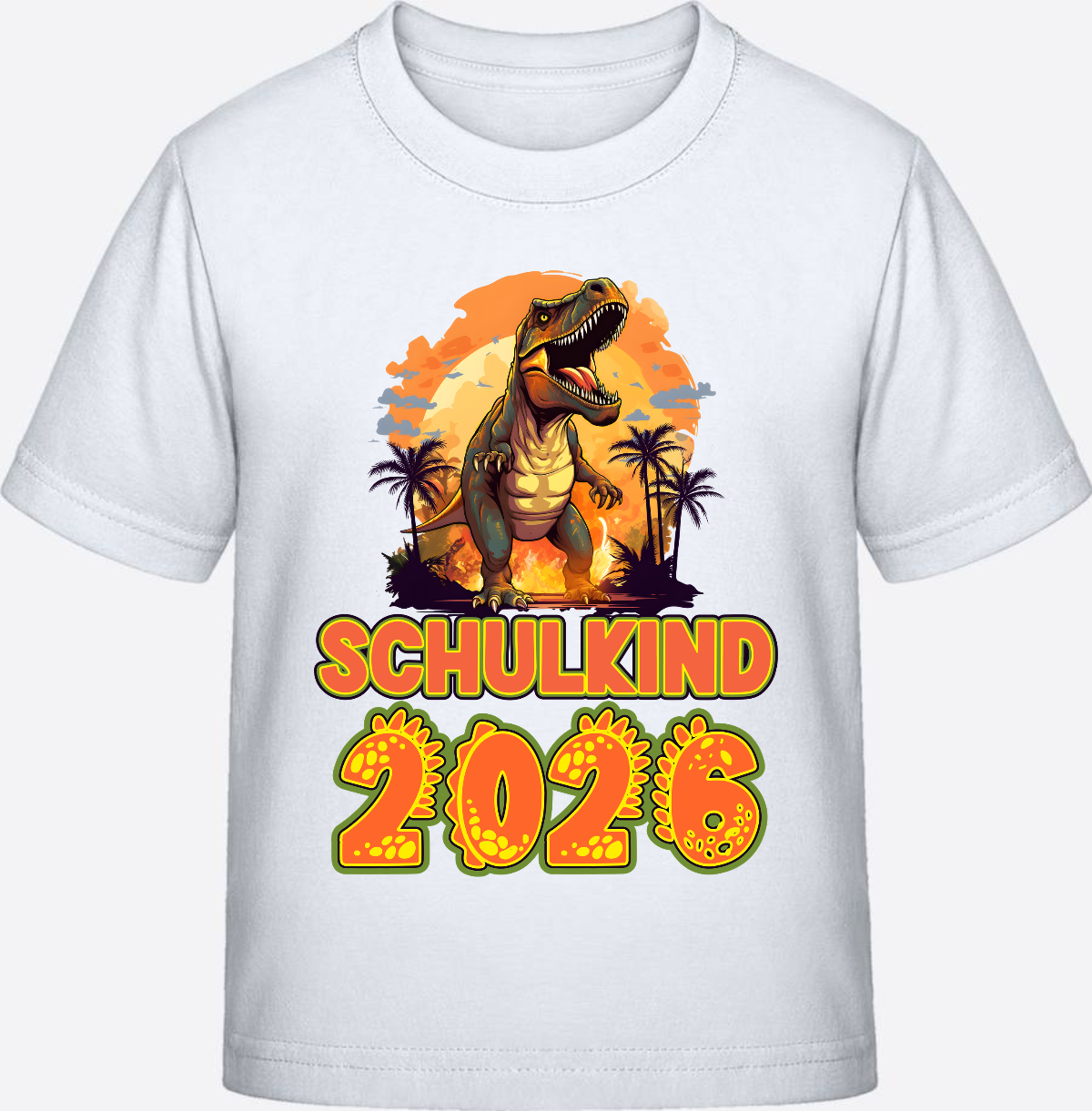 Schulkind 2026 T-Shirt Dino – Personalisiert mit Namen - White