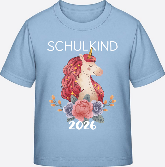 Schulkind 2026 T-Shirt Einhorn – Personalisiert mit Namen - Blue Soul