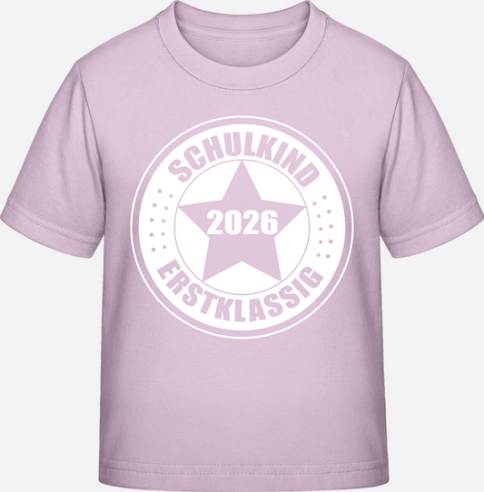 Schulkind 2026 T-Shirt: Erstklassig zum Schulanfang - Pink Sixties