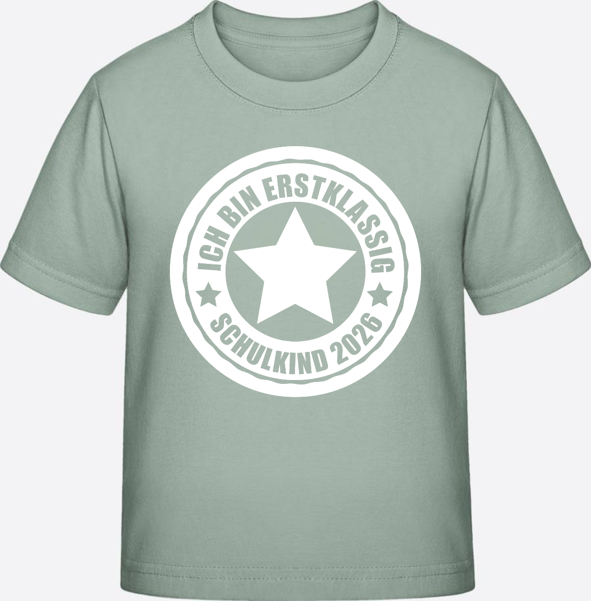 Schulkind 2026 T-Shirt: Ich bin erstklassig mit Name - Aloe
