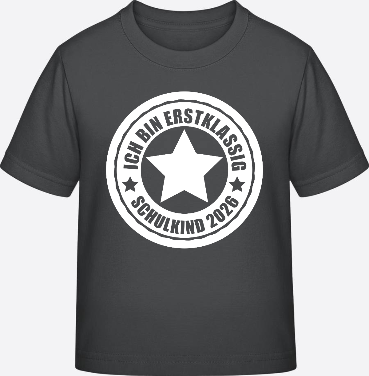 Schulkind 2026 T-Shirt: Ich bin erstklassig mit Name - Anthracite