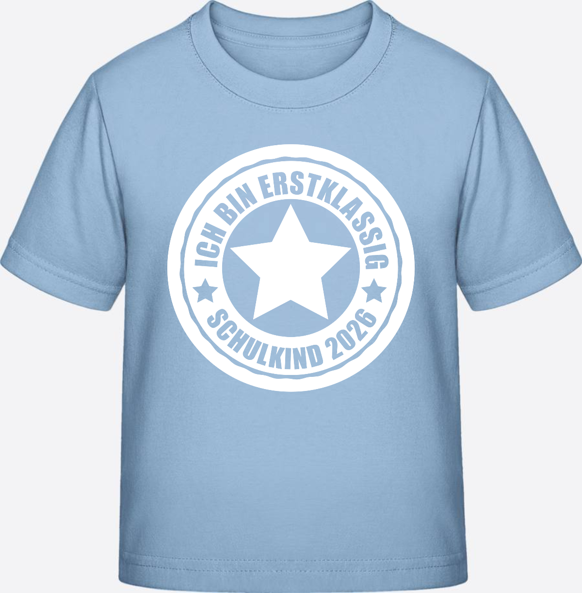 Schulkind 2026 T-Shirt: Ich bin erstklassig mit Name - Blue Soul