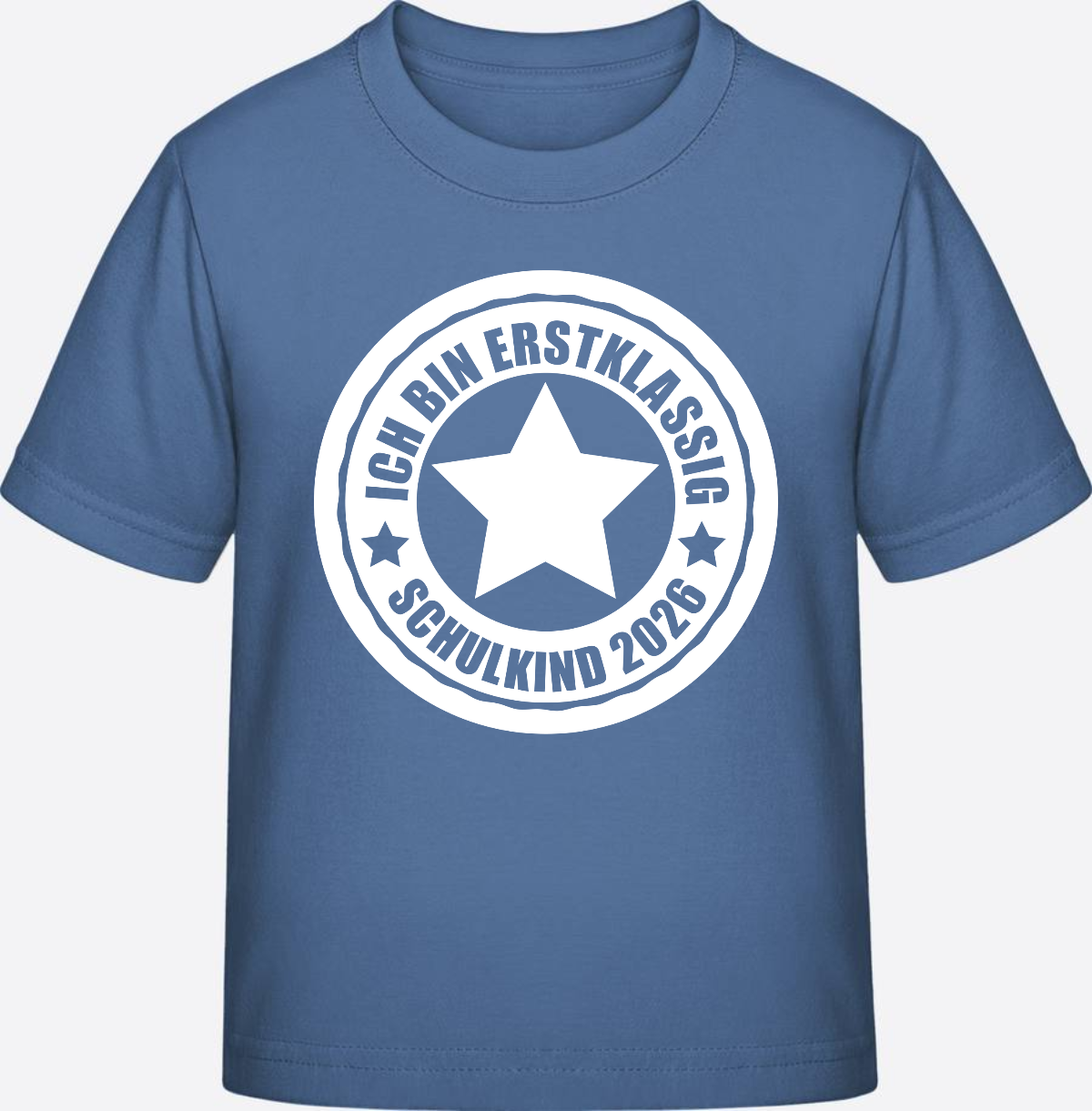 Schulkind 2026 T-Shirt: Ich bin erstklassig mit Name - Bright Blue