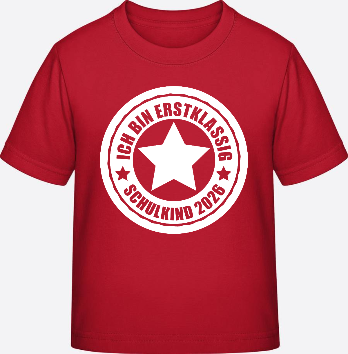 Schulkind 2026 T-Shirt: Ich bin erstklassig mit Name - Red