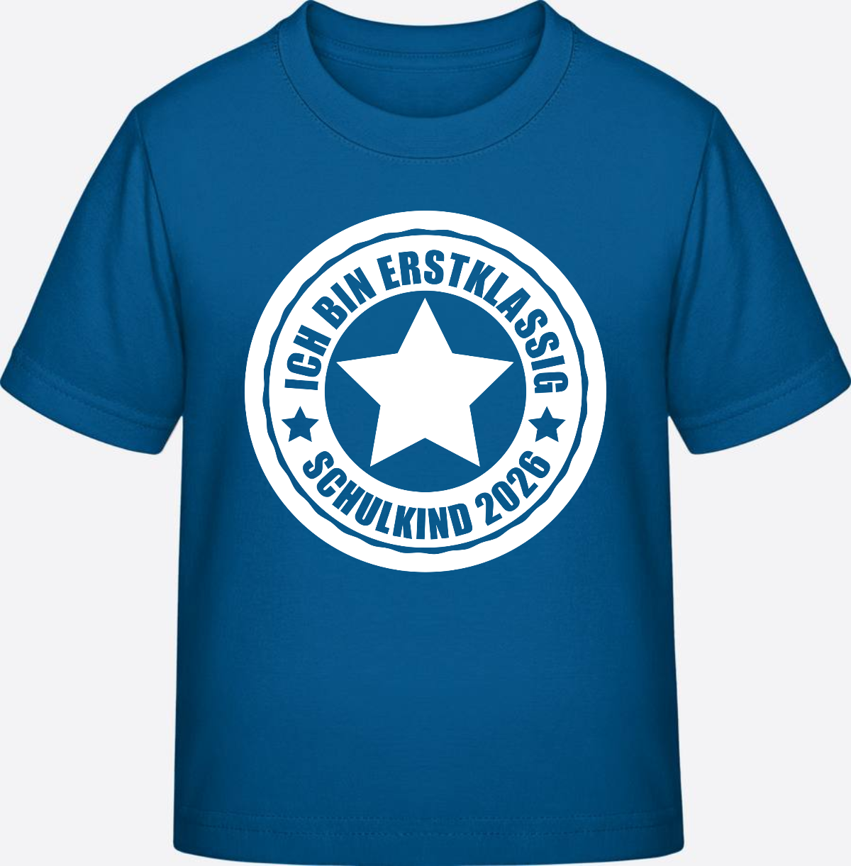 Schulkind 2026 T-Shirt: Ich bin erstklassig mit Name - Royal Blue