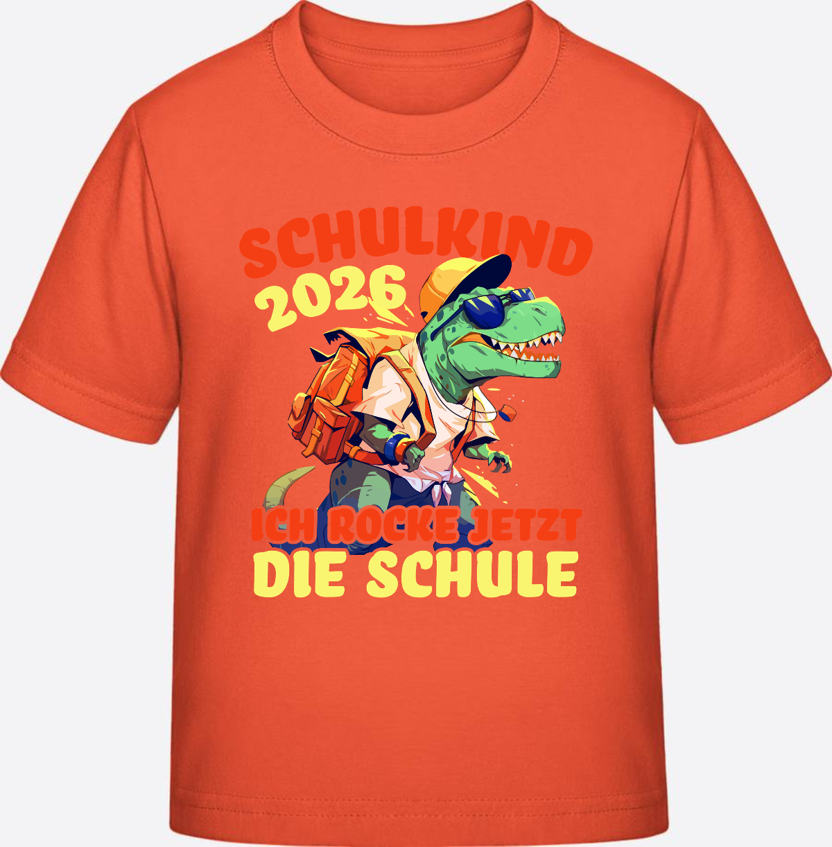 Schulkind 2026 T-Shirt: Ich rocke die Schule T-Rex Dino - Fiesta