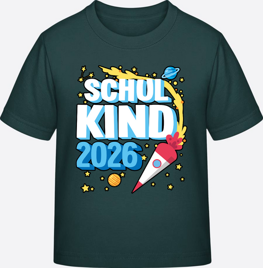 Schulkind 2026 T-Shirt Rakete – Personalisiert mit Name - Glazed Green