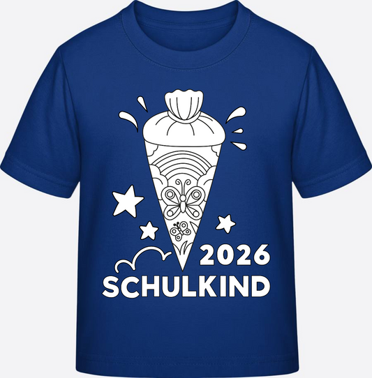 Schulkind 2026 T-Shirt: Regenbogen Schultüte zum Ausmalen - Royal