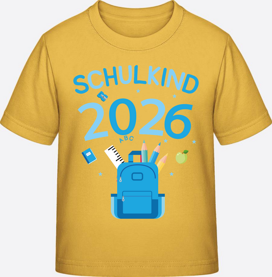 Schulkind 2026 T-Shirt zur Einschulung – Mit Wunschnamen - Gold