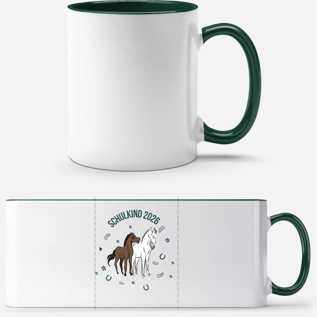 Schulkind 2026 Tasse mit Pferd – Personalisiert mit Name - White/Petrol
