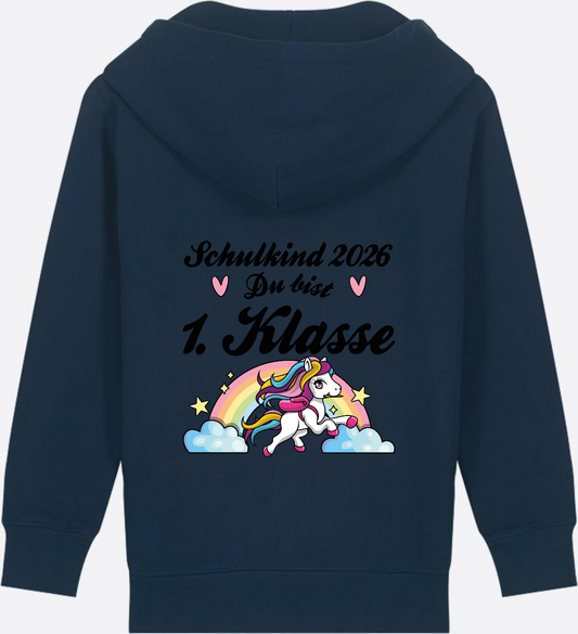 Schulkind 2026 Zip-Hoodie – Du bist erstklassig Pferd - French Navy
