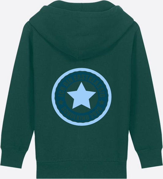 Schulkind 2026 Zip-Hoodie: Ich bin erstklassig – Personalisiert - Glazed Green