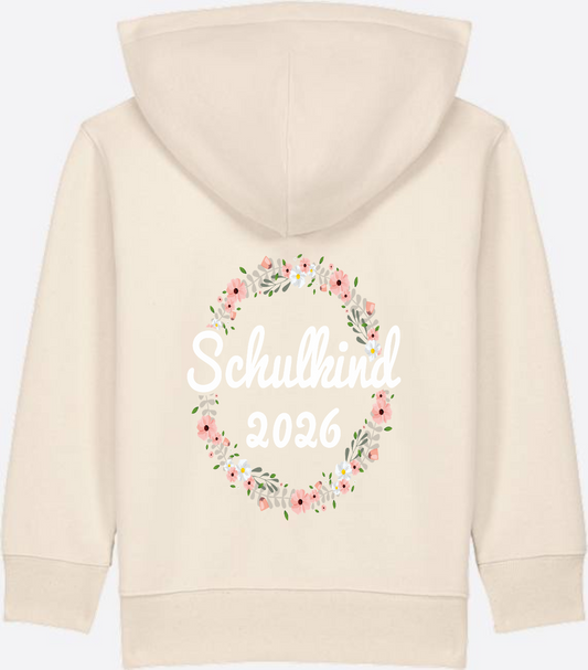 Schulkind 2026 Zip-Hoodie – Personalisiert zur Einschulung - Natural Raw