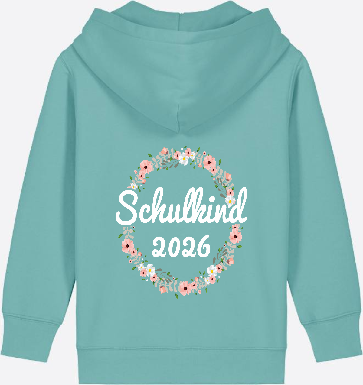 Schulkind 2026 Zip-Hoodie – Personalisiert zur Einschulung - Teal Monstera