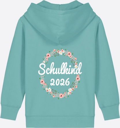 Schulkind 2026 Zip-Hoodie – Personalisiert zur Einschulung - Teal Monstera
