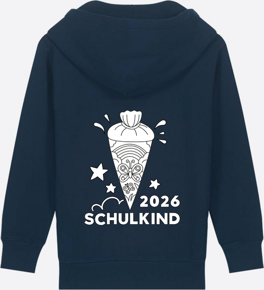 Schulkind 2026 Zip-Hoodie: Regenbogen Schultüte zum Ausmalen - French Navy