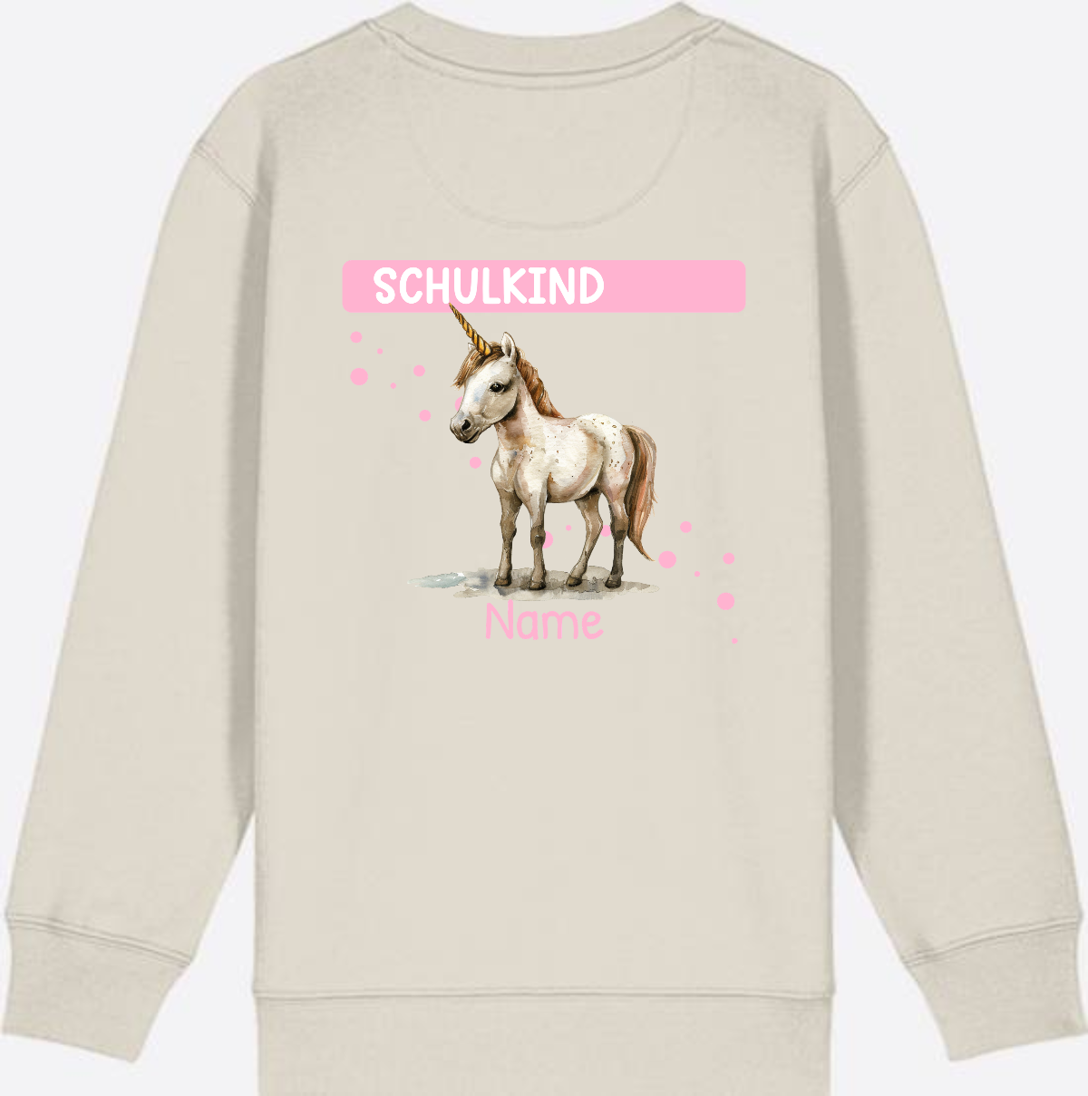 Schulkind Einhorn Sweatshirt – Personalisiert mit Name - Eco Heather