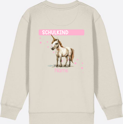 Schulkind Einhorn Sweatshirt – Personalisiert mit Name - Eco Heather