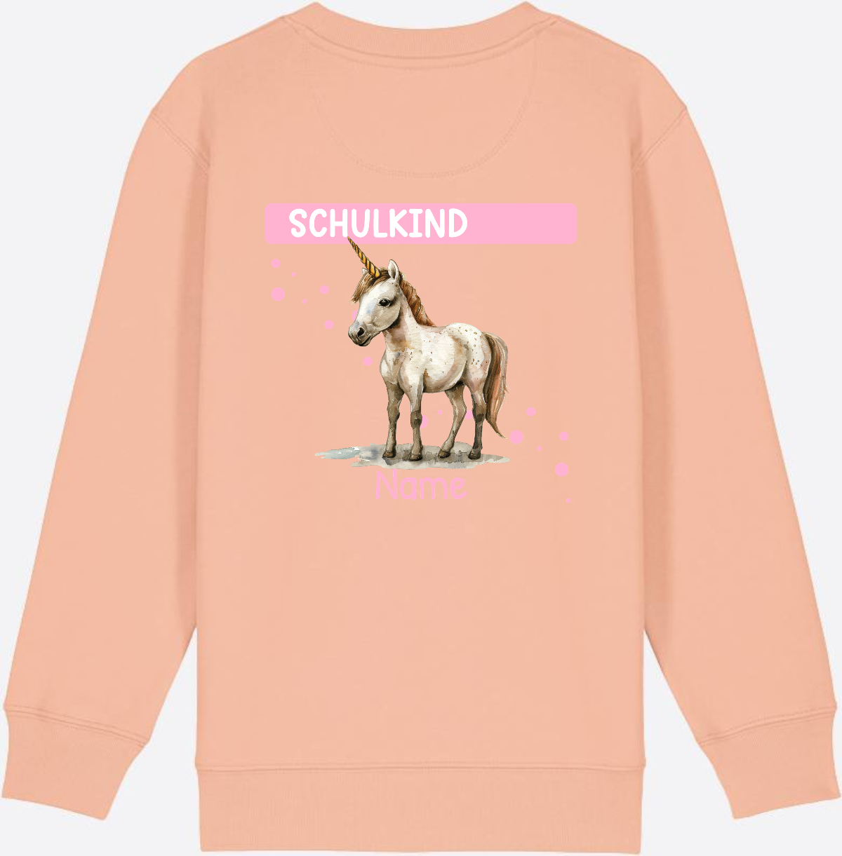 Schulkind Einhorn Sweatshirt – Personalisiert mit Name - Fraiche Peche