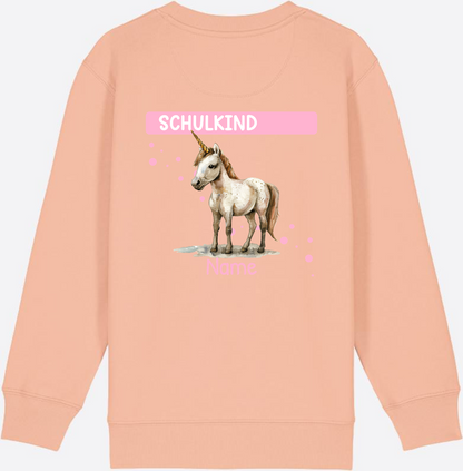 Schulkind Einhorn Sweatshirt – Personalisiert mit Name - Fraiche Peche