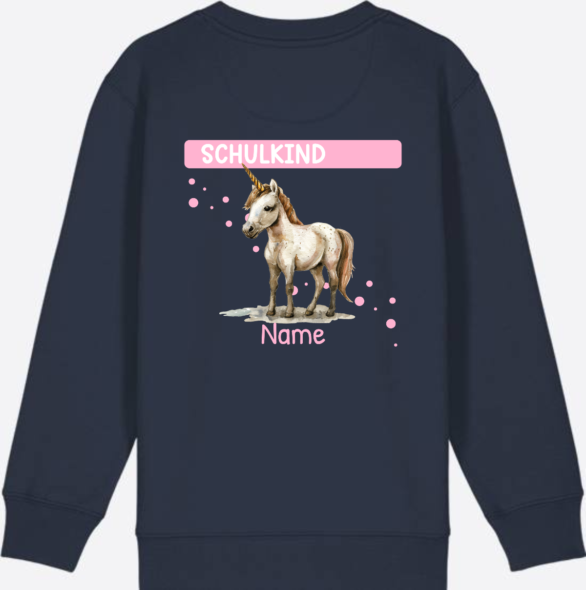 Schulkind Einhorn Sweatshirt – Personalisiert mit Name - French Navy
