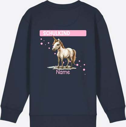 Schulkind Einhorn Sweatshirt – Personalisiert mit Name - French Navy