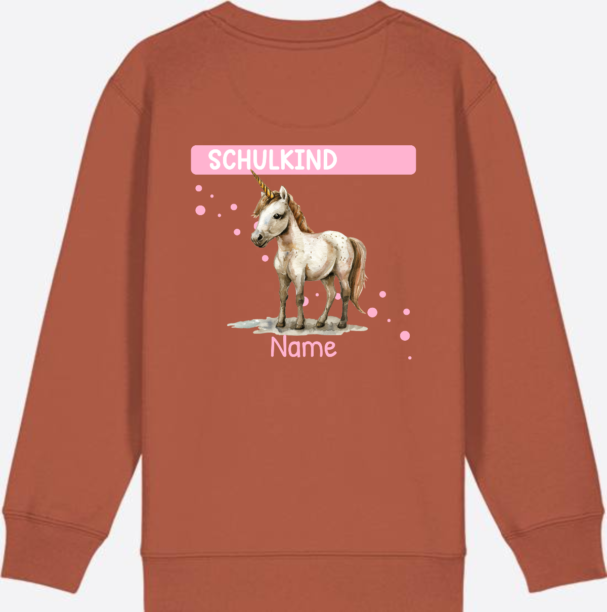 Schulkind Einhorn Sweatshirt – Personalisiert mit Name - Heritage Brown