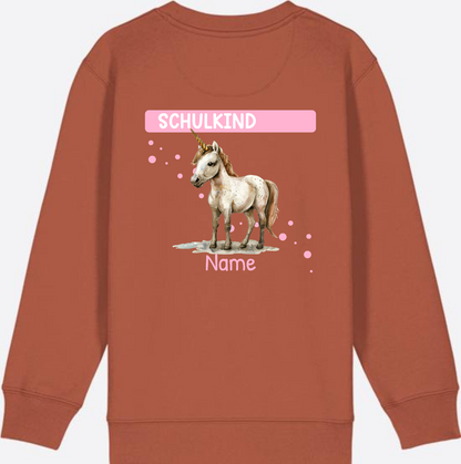 Schulkind Einhorn Sweatshirt – Personalisiert mit Name - Heritage Brown