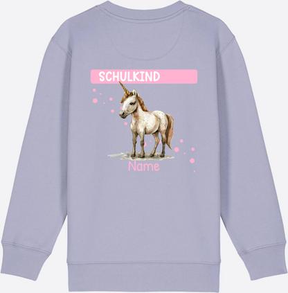 Schulkind Einhorn Sweatshirt – Personalisiert mit Name - Lavender