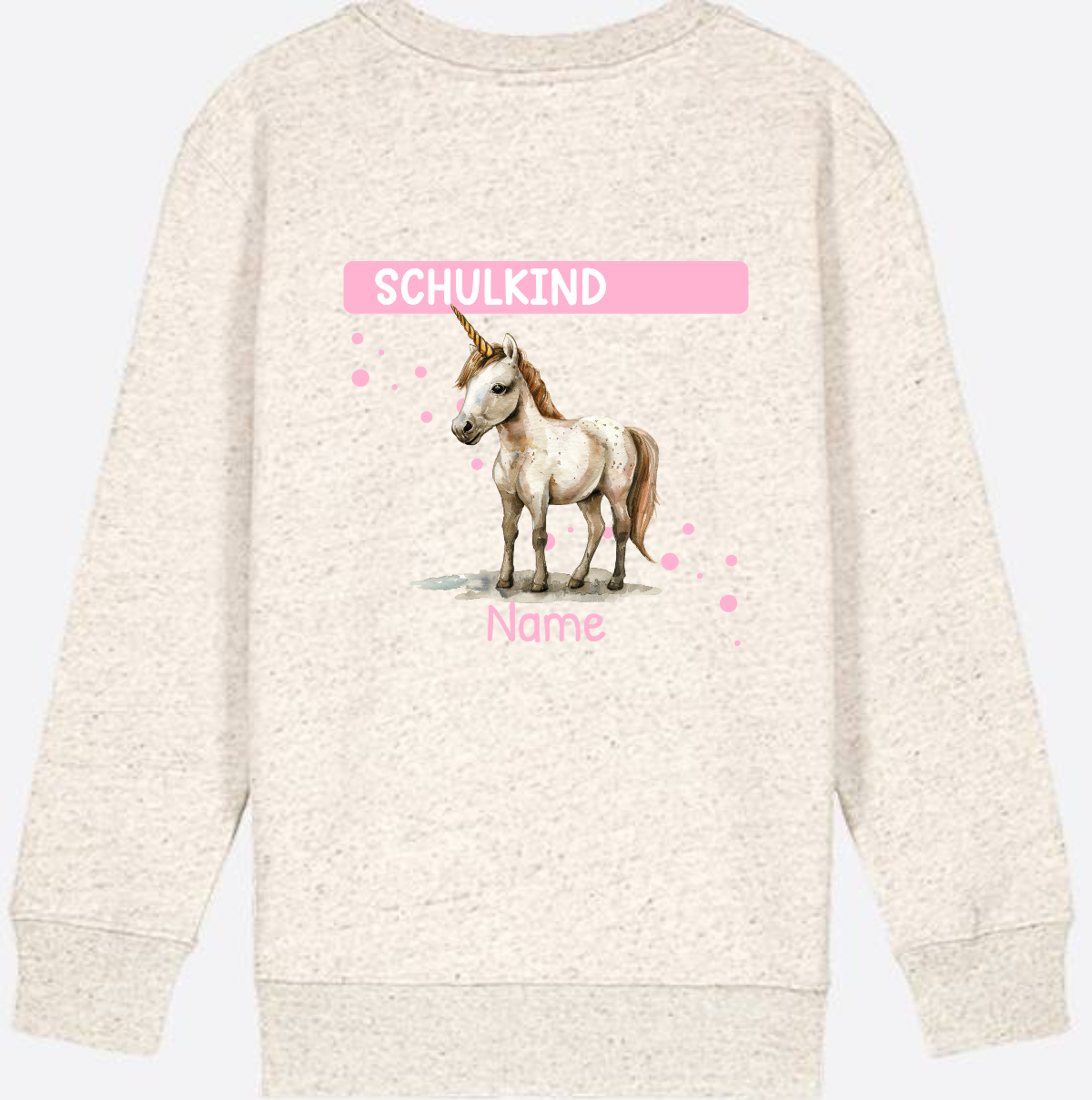 Schulkind Einhorn Sweatshirt – Personalisiert mit Name - Natural Raw