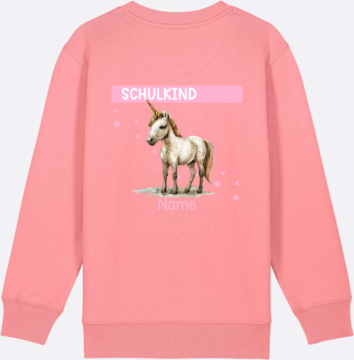 Schulkind Einhorn Sweatshirt – Personalisiert mit Name - Pink Joy