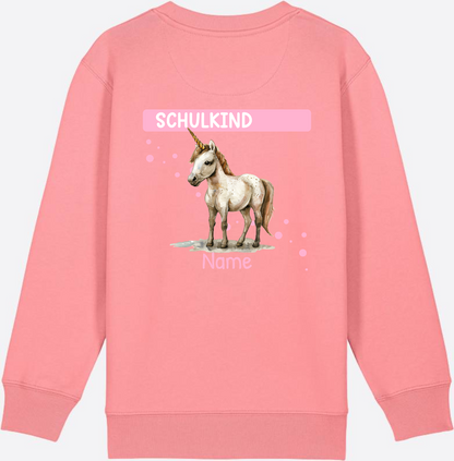 Schulkind Einhorn Sweatshirt – Personalisiert mit Name - Pink Joy