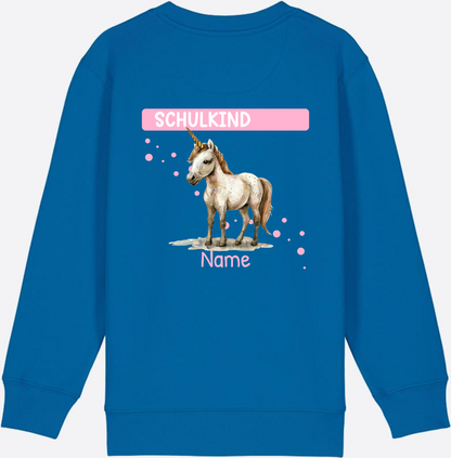 Schulkind Einhorn Sweatshirt – Personalisiert mit Name - Royal Blue