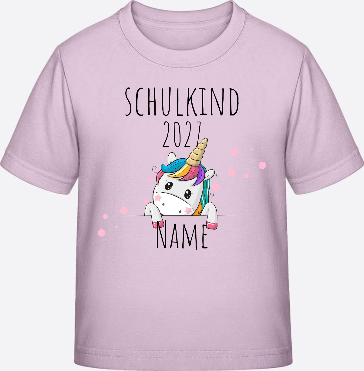 Schulkind Einhorn T-Shirt zur Einschulung – Personalisiert mit Name - Pink Sixties