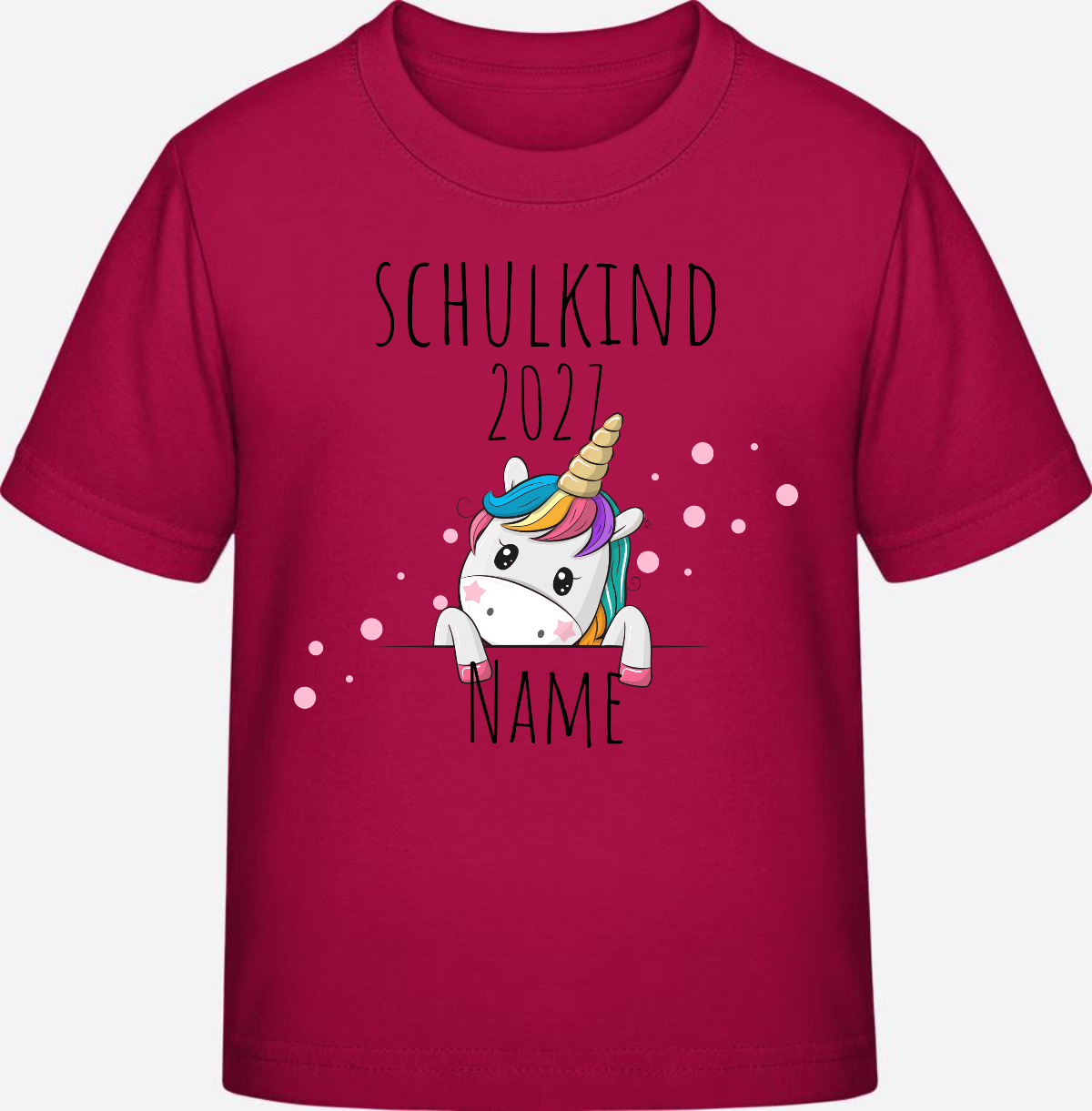 Schulkind Einhorn T-Shirt zur Einschulung – Personalisiert mit Name - Sorbet
