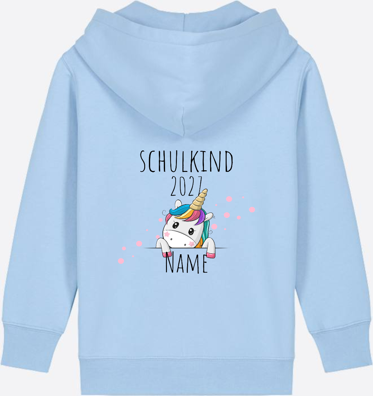 Schulkind Einhorn Zip-Hoodie – Personalisiert mit Name - Blue Soul