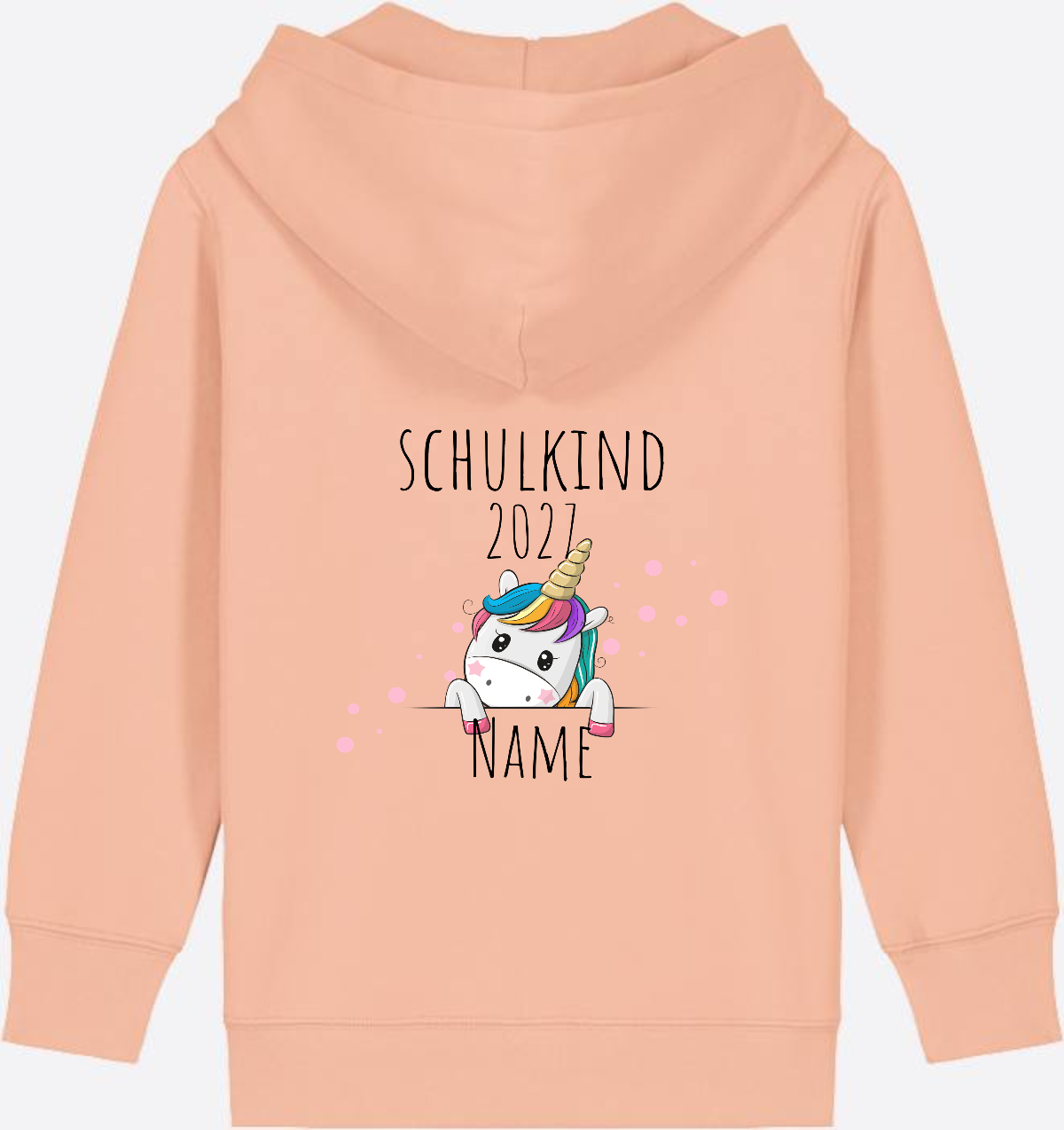 Schulkind Einhorn Zip-Hoodie – Personalisiert mit Name - Fraiche Peche