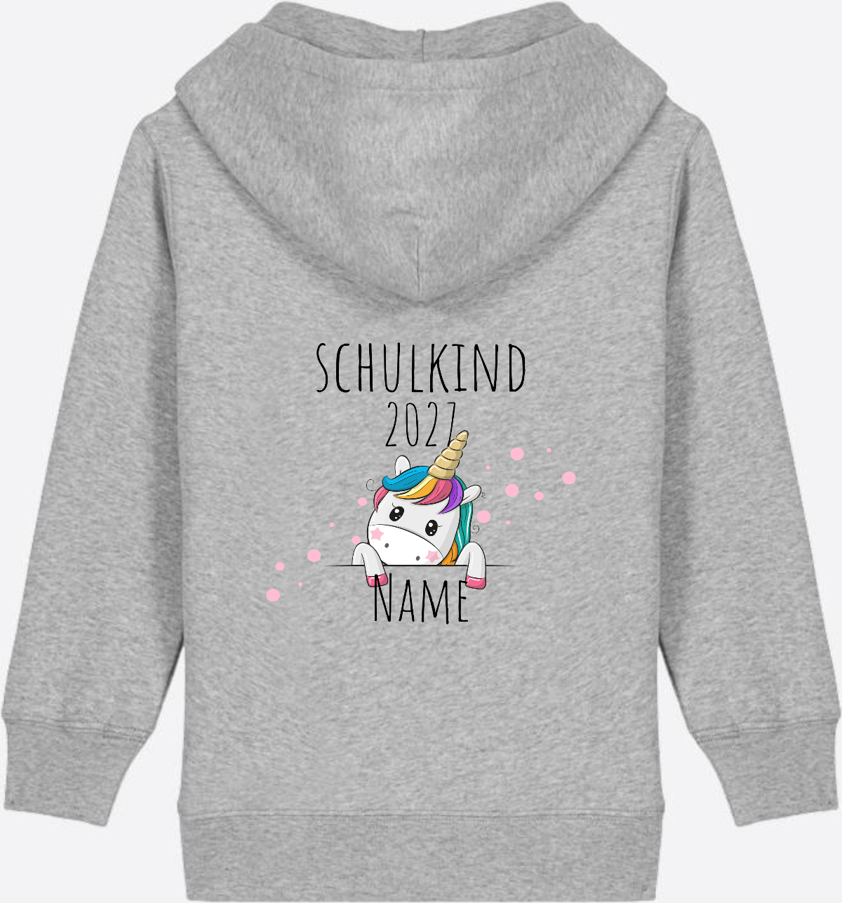 Schulkind Einhorn Zip-Hoodie – Personalisiert mit Name - Heather Grey