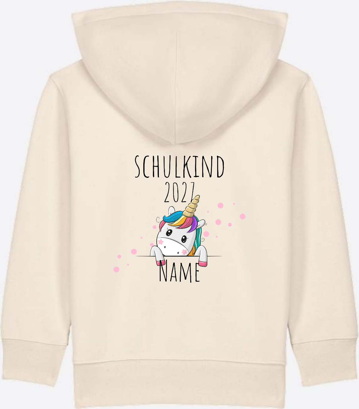 Schulkind Einhorn Zip-Hoodie – Personalisiert mit Name - Natural Raw