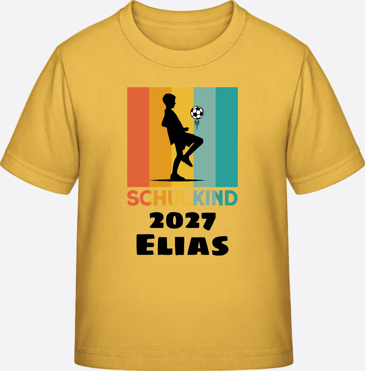 Schulkind Fußball T-Shirt – Personalisiert mit Namen - Gold