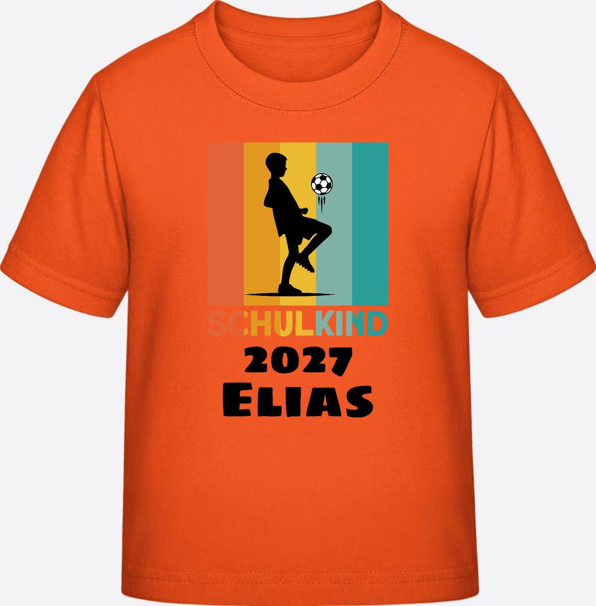 Schulkind Fußball T-Shirt – Personalisiert mit Namen - Orange